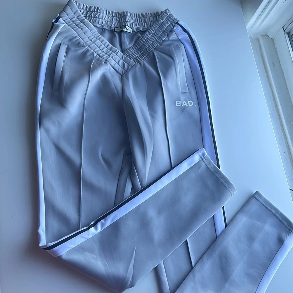 New Bad Society Club Grey Pleated Joggers - Picture 2 of 7